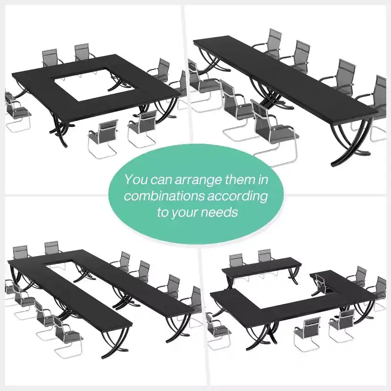 Table de Conférence Lantine 78 Pouces pour 6-8 Personnes, Table de Séminaire Rectangulaire avec Cadre Métallique Robuste pour Bureau, Salle de Réunion, Noir