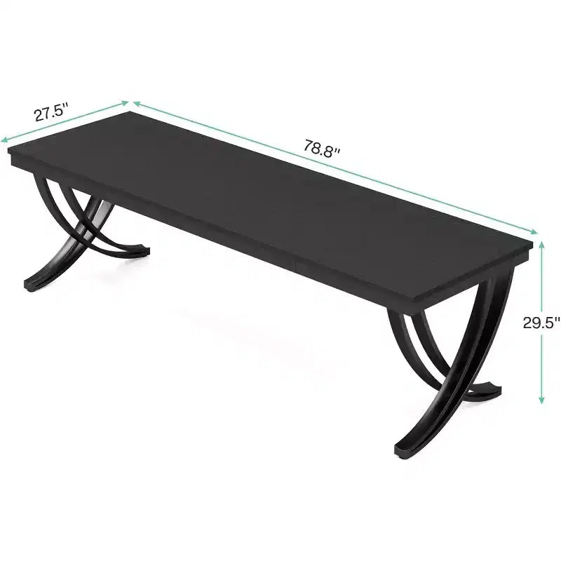 Table de Conférence Lantine 78 Pouces pour 6-8 Personnes, Table de Séminaire Rectangulaire avec Cadre Métallique Robuste pour Bureau, Salle de Réunion, Noir