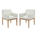 Christopher Knight Home Laure, chaises de salle à manger modernes en bois d'hévéa et tissu avec accoudoirs (lot de 2)