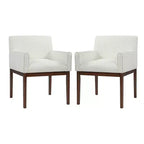 Christopher Knight Home Laure, chaises de salle à manger modernes en bois d'hévéa et tissu avec accoudoirs (lot de 2)