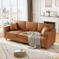 Modern 85 3-Seater Sofa in Faux Leather - Deep Seated Couches with Wide Armrests for Living Room Office