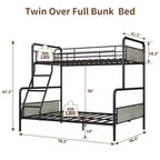 Lit superposé double avec lit inférieur double et barrière de sécurité haute, lits superposés convertibles en métal de taille double pour enfants/adolescents, montage facile, aucun sommier tapissier requis