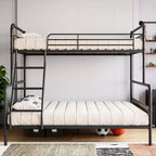 Lit superposé double avec lit inférieur double et barrière de sécurité haute, lits superposés convertibles en métal de taille double pour enfants/adolescents, montage facile, aucun sommier tapissier requis