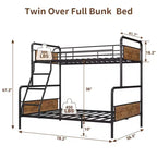 Lit superposé double avec lit inférieur double et barrière de sécurité haute, lits superposés convertibles en métal de taille double pour enfants/adolescents, montage facile, aucun sommier tapissier requis