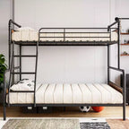 Lit superposé double avec lit inférieur double et barrière de sécurité haute, lits superposés convertibles en métal de taille double pour enfants/adolescents, montage facile, aucun sommier tapissier requis