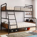 Bunk Bed Twin Over Full Size with High Guardrail and Ladder,Twin Size Convertible Metal Bunk Beds for Kids/Teens,Easy Assembly, No Box Spring Needed