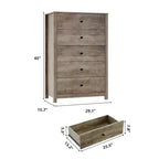Commode moderne à 5 tiroirs avec rangement profond, coffre en bois élégant pour chambre à coucher, salon, entrée, offrant un grand espace pour une décoration intérieure organisée