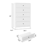 Commode moderne à 5 tiroirs avec rangement profond, coffre en bois élégant pour chambre à coucher, salon, entrée, offrant un grand espace pour une décoration intérieure organisée