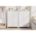 Commode moderne à 5 tiroirs avec rangement profond, coffre en bois élégant pour chambre à coucher, salon, entrée, offrant un grand espace pour une décoration intérieure organisée