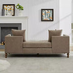 Clihome Chaise longue capitonnée en chenille de 75,2 po avec oreillers et clous décoratifs