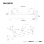 Clihome Chaise longue capitonnée en chenille de 75,2 po avec oreillers et clous décoratifs