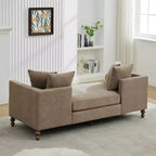 Clihome Chaise longue capitonnée en chenille de 75,2 po avec oreillers et clous décoratifs