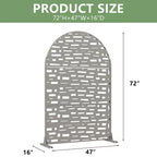 Panneaux de clôture autoportants Dovelina 72H x 47W en métal arqué pour extérieur, gris clair/marron, pour jardin, patio, terrasse, cour