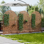 Panneaux de clôture autoportants Dovelina 72H x 47W en métal arqué pour extérieur, gris clair/marron, pour jardin, patio, terrasse, cour