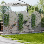 Panneaux de clôture autoportants Dovelina 72H x 47W en métal arqué pour extérieur, gris clair/marron, pour jardin, patio, terrasse, cour