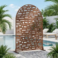 Dovelina 72H x 47W Arched Outdoor Metal Privacy Screen Freestanding Fence Panels in Light Gray/Brown for Garden Patio Deck Yard