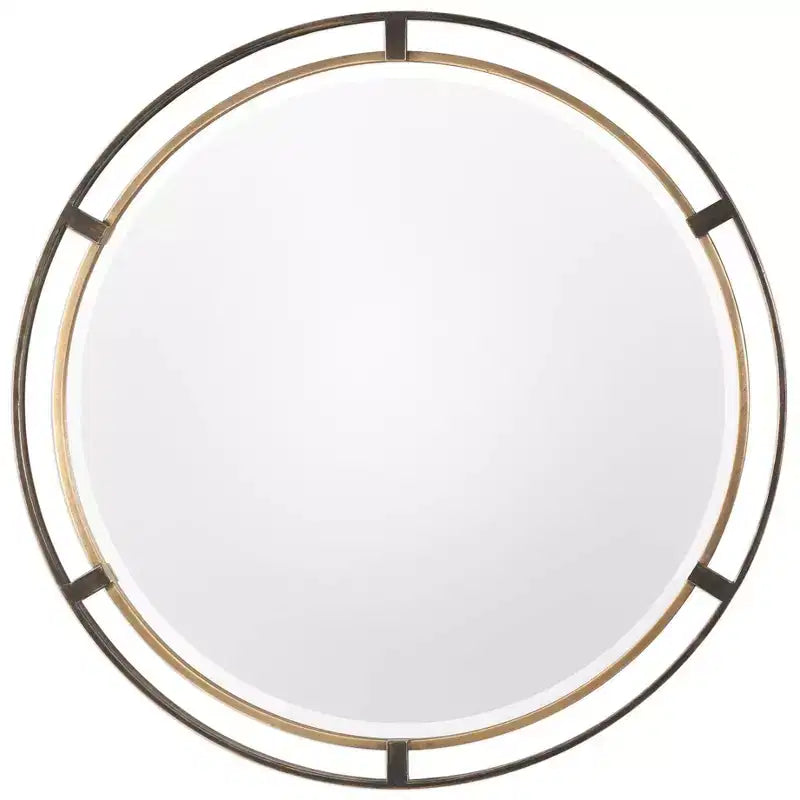 Uttermost Carrizo Distressed Rustic Bronze 36 1/4 Round Wall Mirror