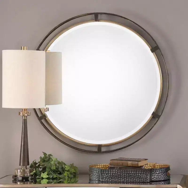 Miroir mural rond Uttermost Carrizo Bronze Rustique Vieilli 36 1/4