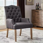 Chaise de salle à manger capitonnée Raghnaid au fini naturel légèrement vieilli - iNSPIREQ