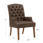 Chaise de salle à manger capitonnée Raghnaid au fini naturel légèrement vieilli - iNSPIREQ