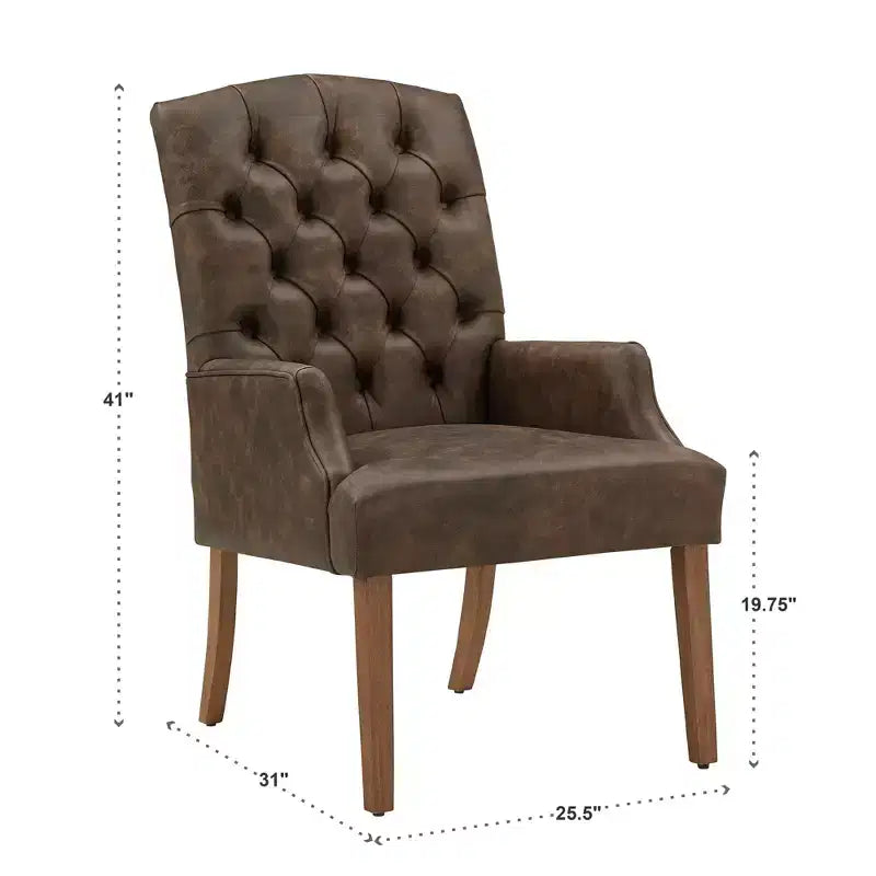 Chaise de salle à manger capitonnée Raghnaid au fini naturel légèrement vieilli - iNSPIREQ