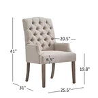 Chaise de salle à manger capitonnée Raghnaid au fini naturel légèrement vieilli - iNSPIREQ