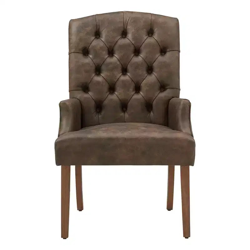 Raghnaid Light Distressed Natural Finish Tufted Dining Chair - iNSPIREQ