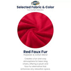 Fauteuil poire Ultimate Sack 5 pieds en mousse, recouvert de fourrure, avec pouf, rouge