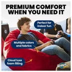 Fauteuil poire Ultimate Sack 5 pieds en mousse, recouvert de fourrure, avec pouf, rouge