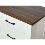 Table de chevet moderne minimaliste, table de chevet blanche avec tiroirs et plateau marron, grand espace de rangement pour chambre, décor épuré, design contemporain