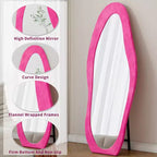 Miroir sur pied mural pleine longueur Whisen 63 x 24 de forme irrégulière, enveloppé de flanelle