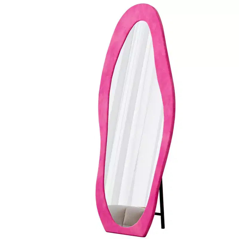 Miroir sur pied mural pleine longueur Whisen 63 x 24 de forme irrégulière, enveloppé de flanelle