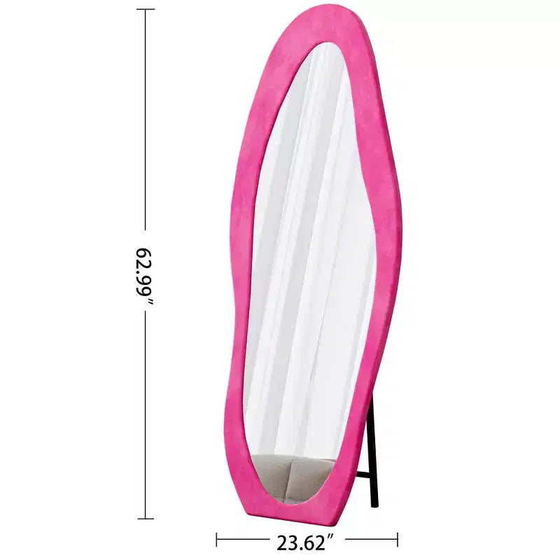 Miroir sur pied mural pleine longueur Whisen 63 x 24 de forme irrégulière, enveloppé de flanelle