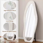 Miroir sur pied mural pleine longueur Whisen 63 x 24 de forme irrégulière, enveloppé de flanelle