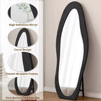 Miroir sur pied mural pleine longueur Whisen 63 x 24 de forme irrégulière, enveloppé de flanelle