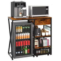 41.7in Mini Fridge Stand with Storage, 3-Tier Microwave Stand & Coffee Bar Organizer with Power Outlet, 160LBS Sturdy