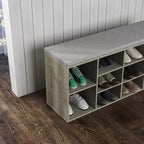 Banc de rangement FurnitureR avec coussin, tiroir et étagère à chaussures à 3 niveaux, banc de rangement à chaussures pour entrée, gris, 103,9 cm L