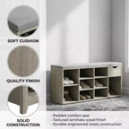 Banc de rangement FurnitureR avec coussin, tiroir et étagère à chaussures à 3 niveaux, banc de rangement à chaussures pour entrée, gris, 103,9 cm L