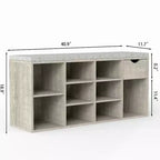 Banc de rangement FurnitureR avec coussin, tiroir et étagère à chaussures à 3 niveaux, banc de rangement à chaussures pour entrée, gris, 103,9 cm L