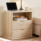 Nightstand with Charging Station, 3-in-1 Bedside Table with USB Ports and Outlet, Small End Table with Drawers and Open Shelf