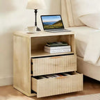Table de chevet avec station de recharge, table de chevet 3-en-1 avec ports USB et prise, petite table d'appoint avec tiroirs et étagère ouverte