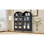 COZONY 73" Armoire de Rangement Métal Arqué avec Portes en Verre et Tiroirs, Buffet Haut de Cuisine/Garde-Manger avec Étagères Réglables