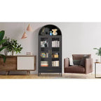 COZONY 73" Armoire de Rangement Métal Arqué avec Portes en Verre et Tiroirs, Buffet Haut de Cuisine/Garde-Manger avec Étagères Réglables