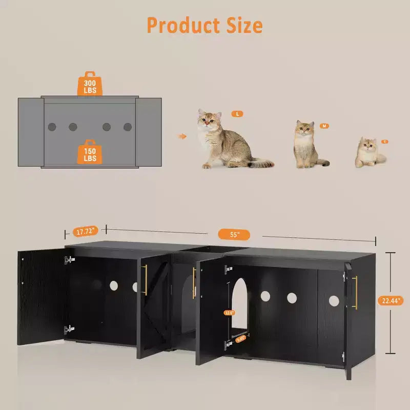 Meuble cache-litière pour chat, grande armoire à litière pour chat, meuble double cache-litière, meuble cache-litière en bois, pour la maison, le salon