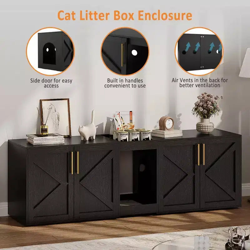 Meuble cache-litière pour chat, grande armoire à litière pour chat, meuble double cache-litière, meuble cache-litière en bois, pour la maison, le salon