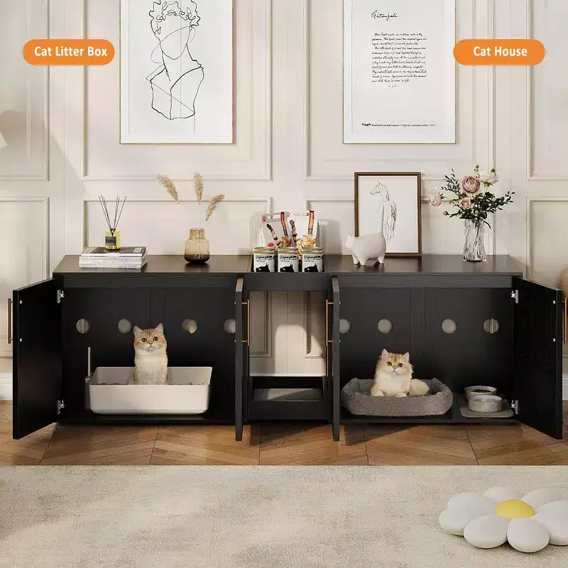 Meuble cache-litière pour chat, grande armoire à litière pour chat, meuble double cache-litière, meuble cache-litière en bois, pour la maison, le salon