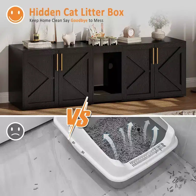 Meuble cache-litière pour chat, grande armoire à litière pour chat, meuble double cache-litière, meuble cache-litière en bois, pour la maison, le salon