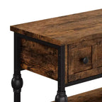 Consoles de 52,5 pouces pour entrée avec 3 tiroirs, table de canapé industrielle à 3 niveaux avec cadre en métal et pieds colonnes romaines pour couloir, salon, foyer