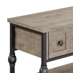 Consoles de 52,5 pouces pour entrée avec 3 tiroirs, table de canapé industrielle à 3 niveaux avec cadre en métal et pieds colonnes romaines pour couloir, salon, foyer
