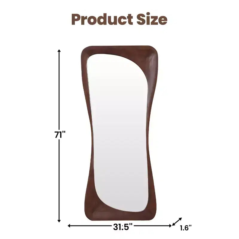 Dovelina 71H*31W Miroir asymétrique pleine longueur Miroir décoratif à poser Miroir de salle de bain moderne pour salon salle à manger entrée chambre à coucher